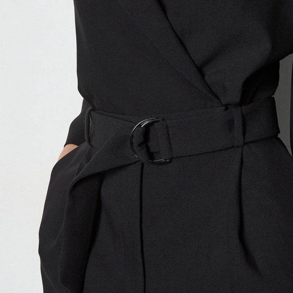 Karen Millen Tailored Black Belted Jumpsuit | Blazer Style | Elegant Workwear - Picture 3 of 10
